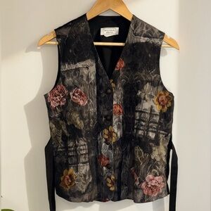Vintage Floral Button-Up Vest